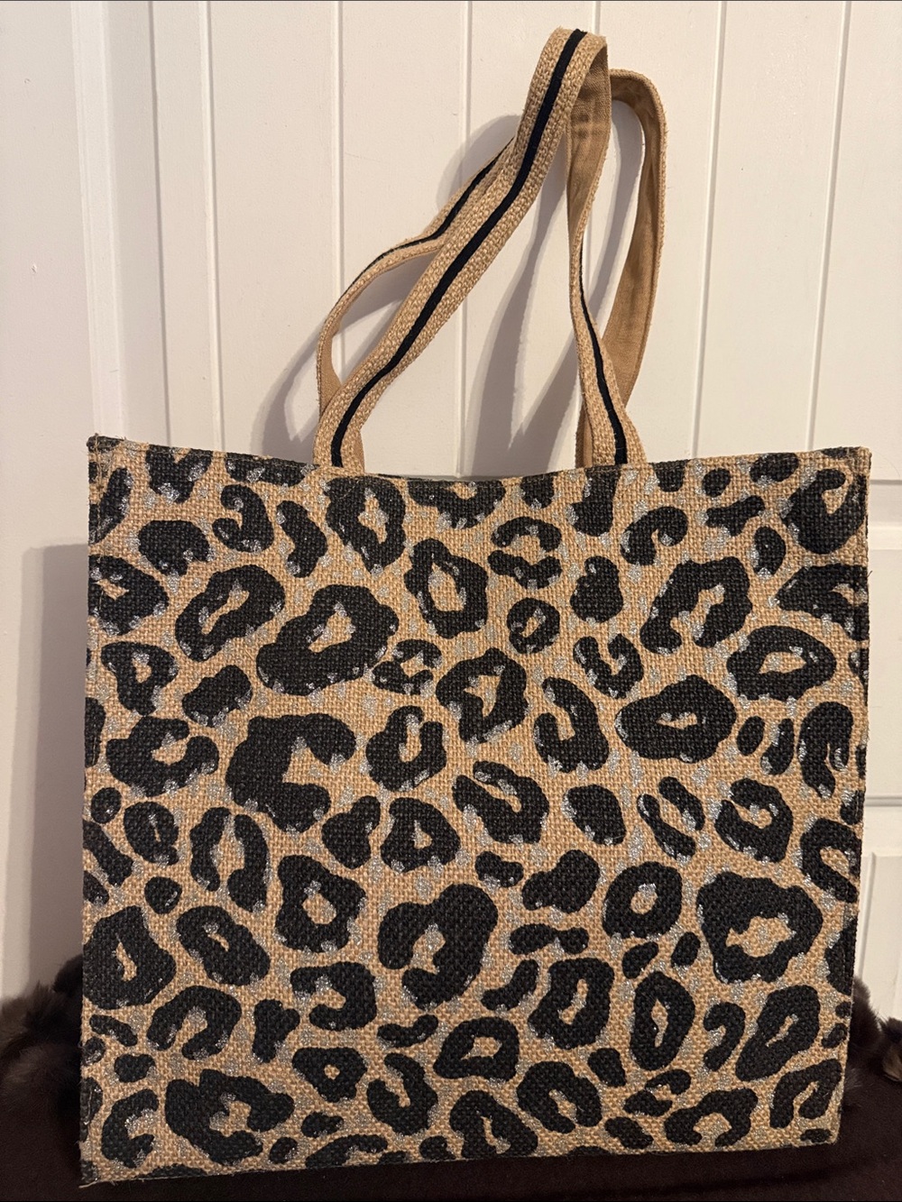 Leopard Print Tote Bag in Tan and Black